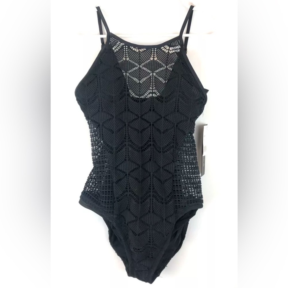 La Blanca, Women’s High Neck Black One Piece Swimsuit Size 6